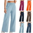 thumbnail image 1 of UVEASISHA Solid Wide Leg Pants for Women Casual Joggers Sweat Pants Relaxed Fit Running Athletic Pants Orange S, 1 of 8