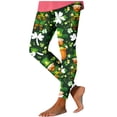 thumbnail image 1 of UVEASISHA St. Patricks Day Leggings for Women Gnome Shamrock Printed Yoga Workout Pants Butt Lift Tummy Control Athletic Sports Fitness Leggings Gold 3XL, 1 of 6