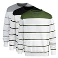 thumbnail image 1 of UVEASISHA Striped Pullover Sweaters for Men Long Sleeve Crewneck Knitted Shirt Ribbed Knit Soft Casual Color Block Sweater Fall Fashion Clothes Black S, 1 of 4