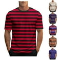 thumbnail image 1 of UVEASISHA Striped Tee Shirts for Men Short Sleeve Crewneck Graphic Tees Regular Fit Casual Cotton Blend T-Shirt 2025 Summer Fashion Streetwear Khaki XXL, 1 of 6