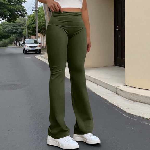 UVEASISHA Summer Casual Pants for Women High Waist Tummy Control Sweat Pants Ligtweight Comfy Yoga Gym Pants Army Green L