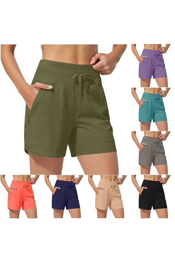 UVEASISHA Summer Casual Shorts Loose Lounge Sports Shorts Comfy High Waisted Going Out Shorts Straight Yoga Short Pants with Pockets Purple XL