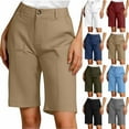 thumbnail image 1 of UVEASISHA Summer Shorts for Women Twill Casual Bermuda Shorts Solid Color Button Zip Short Pants with Pockets Ofertas Flash Black L, 1 of 7
