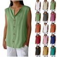 thumbnail image 1 of UVEASISHA Summer Tank Tops for Women Sleeveless V Neck Button Down Tshirt Lightweight Comfy Going Out Tops Pink S, 1 of 5