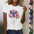 thumbnail image 1 of UVEASISHA Summer Tshirts for Women Short Sleeve Mid-Length Slim Fit Shirts 4th of July USA Flag Print T-Shirt White L, 1 of 5