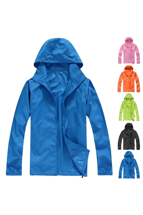 Sun Hoodies for Men Waterproof Hiking Jackets Lightweight Quick Dry Windbreaker UV Protection Hooded Jacket Thin Zipper Outerwear Green 3XL