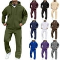 thumbnail image 1 of UVEASISHA Sweat Suits Men Tracksuit Jogging Set Winter Fleece Lined Zip Up Hoodies and Cargo Sweatpants 2 Piece Sets Fashion Fall Outfits Navy XXL, 1 of 7