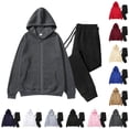 thumbnail image 1 of UVEASISHA Sweatsuit Sets for Men Oversized Zip Up Hoodies and Jogger Pants Suits Winter Fleece Lined Sweatshirt Jackets Casual Tracksuit 2 Piece Fall Outfits White L, 1 of 6