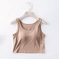 thumbnail image 1 of UVEASISHA Tank Tops with Built in Bra for Women Modal Camisole with Chest Pad Bottom Cami Tanks Summer Yoga Sports Crop Tops Khaki M, 1 of 4