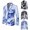thumbnail image 1 of UVEASISHA Tie Dye Blazer Men Fashion One Button Dinner Party Jackets Wedding Stylish Tuxedo Casual Slim Fit Prom Suit Jacket Black M, 1 of 5