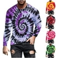 thumbnail image 1 of UVEASISHA Tie Dye Graphic Tees for Men Big and Tall Fashion Hipster T-Shirts Long Sleeve Crewneck Pullover Stretch Slim Fit Workout Shirt Green M, 1 of 6
