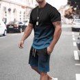 thumbnail image 1 of UVEASISHA Track Suit for Men 2 Piece Outfits Big and Tall Stretch Workout Sets Trendy Gradient Tee Tops and Short Set Navy S, 1 of 7