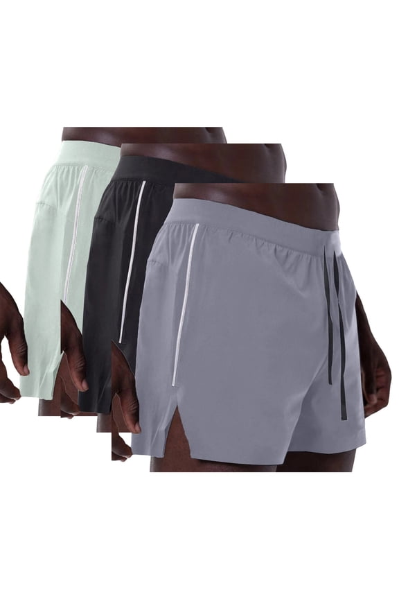 Training Shorts for Men Striped Side Split Quick Dry Athletic Shorts Elastic Waistband Drawstring Running Shorts Gym Fitness Workout Short PantsBlack M