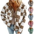 thumbnail image 1 of UVEASISHA Trendy Sherpa Jacket for Women Fleece Plaid Shacket Fall Winter Casual Button Down Shirt Jackets Coats Open Front Cardigan Outerwear Christmas Gifts Green XL, 1 of 8