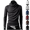 thumbnail image 1 of UVEASISHA Turtleneck Sweaters for Men Solid Base Layer Tops Vintage Cowl Neck Jumper Top Lightweight Knitted Sweater Big Sales Today Wine M, 1 of 7