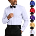 thumbnail image 1 of UVEASISHA Tuxedo Shirts for Men Wing Collar Dress Shirt Pleated Bib French Cuffs Wedding Shirts Cocktail Party Formal Shirt White 3XL, 1 of 10