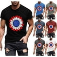thumbnail image 1 of UVEASISHA USA Independence Day T-shirts for Men Short Sleeve American Flag Sunflower Graphic Tee 4th of July Patriotic T Shirts Navy XXXXXL, 1 of 6