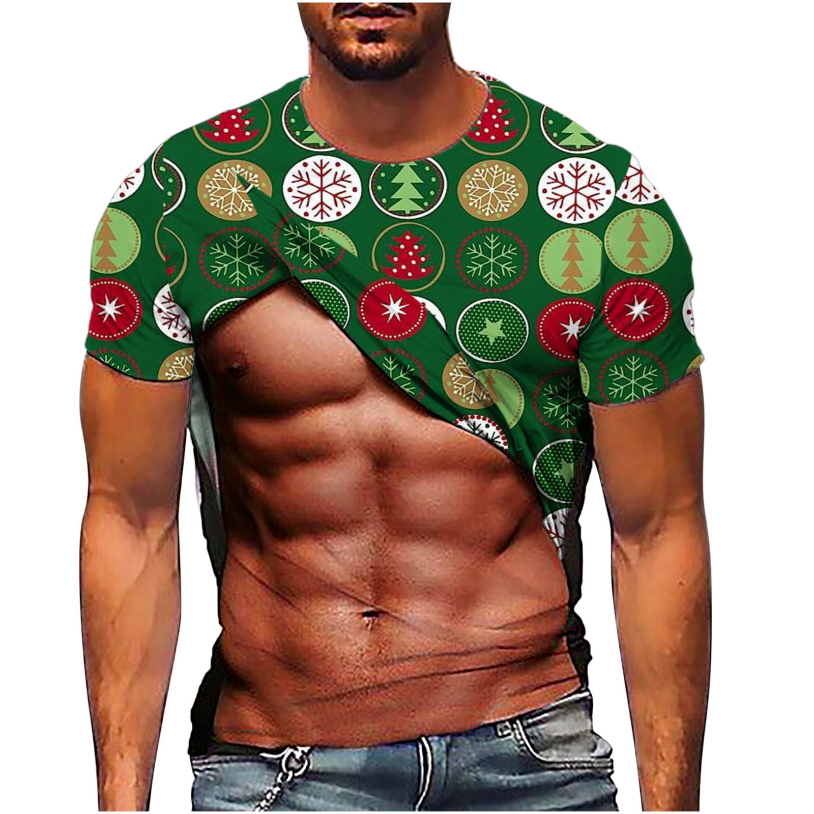 UVEASISHA Ugly Christmas T-Shirts for Men Funny Fake Muscle Printed Sport  Graphic Tee Shirt Crew Neck Short Sleeve Top Streetwear 2025 Green XXXXL -  Walmart.com