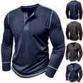 thumbnail image 1 of UVEASISHA Vintage Long Sleeve T Shirts for Men Button Up Casual Henley Shirt Solid Color Basic Tee Cotton Soft Athletic Tops Dark Gray XXL, 1 of 10