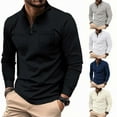 thumbnail image 1 of UVEASISHA Waffle Knit Polos Shirt for Men Long Sleeve Quarter Zip Golf Shirts Casual Lapel Poloss with Pockets Navy XXXL, 1 of 4
