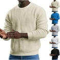 thumbnail image 1 of UVEASISHA Waffle Knit Sweaters for Men Crewneck Casual Regular Fit Jumper Tops 2024 Fashion Classic Knitted Pullover Sweater Fall Lightweight Loungewear Top Holiday Deals White 3XL, 1 of 7