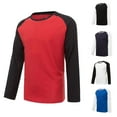 thumbnail image 1 of UVEASISHA Waffle Knit Tops for Men Color Block Long Sleeve Raglan T Shirt Casual Athletic Workout Tee Tops Black M, 1 of 8
