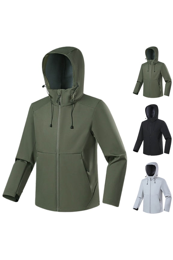 Waterproof Jackets for Men Lightweight Hooded Rain Coats Outdoor Hiking Sports Windbreaker Softshell Jacket with Pockets Army Green 4XL