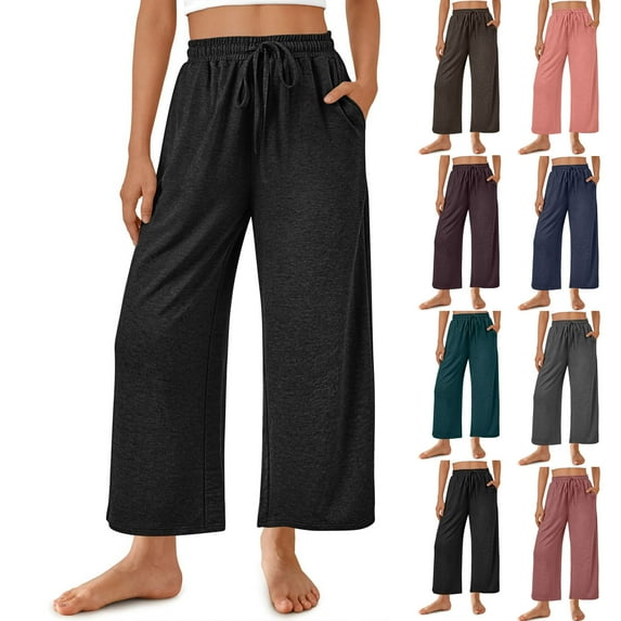 UVEASISHA Wide Leg Sweat Pants for Women Drawstring Yoga Joggers Sweatpants Baggy Comfy Workout Pants wtih Pocekts Navy XXL