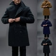 thumbnail image 1 of UVEASISHA Winter Coats for Men Wool Blend Casual Long Trench Coat Lapel Collar Double Breasted Peacoat Thicken Warm Windbreaker Jacket with Pockets Navy L, 1 of 5