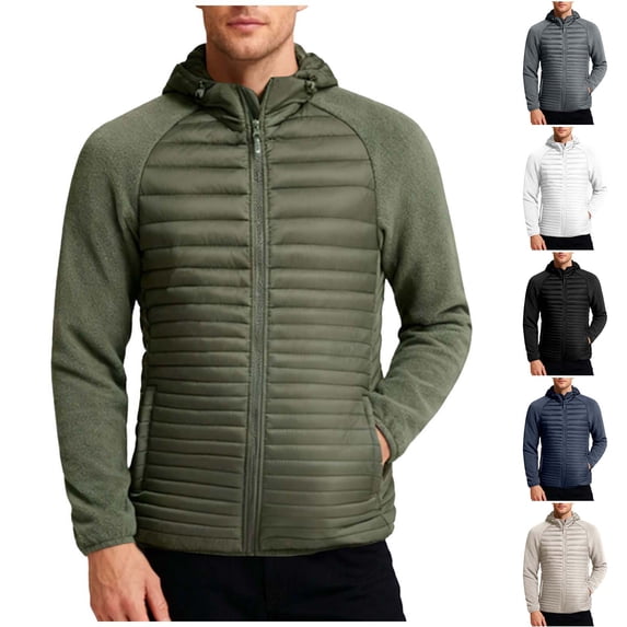UVEASISHA Winter Ski Coats for Men Waterproof Puffer Jackets with Removable Hood Full Zip Lightweight Packable Quilted Jacket Warm Snow Coat Blue M