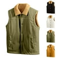 thumbnail image 1 of UVEASISHA Winter Vest for Men Sherpa Lined Sleeveless Jackets Lapel Button Down Fleece Vests Corduroy Casual Thick Warm Waistcoat with Pockets Army Green M, 1 of 10