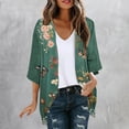 thumbnail image 1 of UVEASISHA Women 3/4 Sleeve Open Front Cardigans Lightweight Soft Summer Casual Tops Loose Thin Office Wear Cardigan Multicolor L, 1 of 6