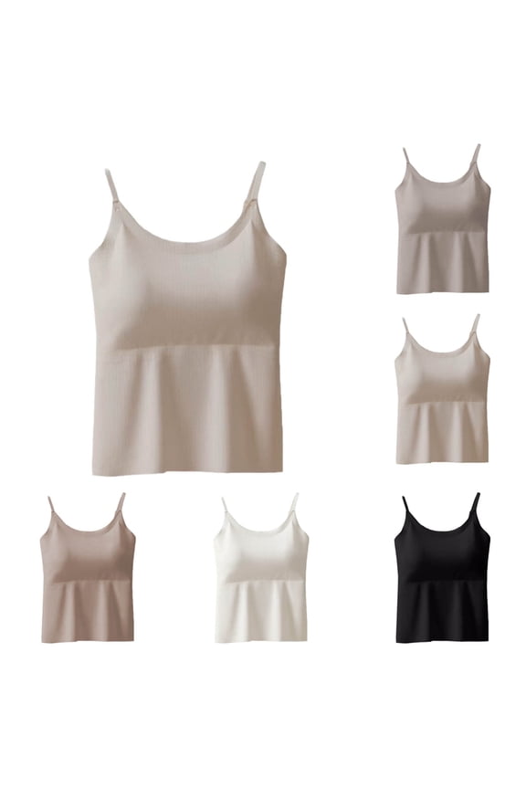 UVEASISHA Women Basic Cami Tops With Built In Bra Spaghetti Strap Padded Wireless Tank Tops Soft Stretch Daily Wear White XXL