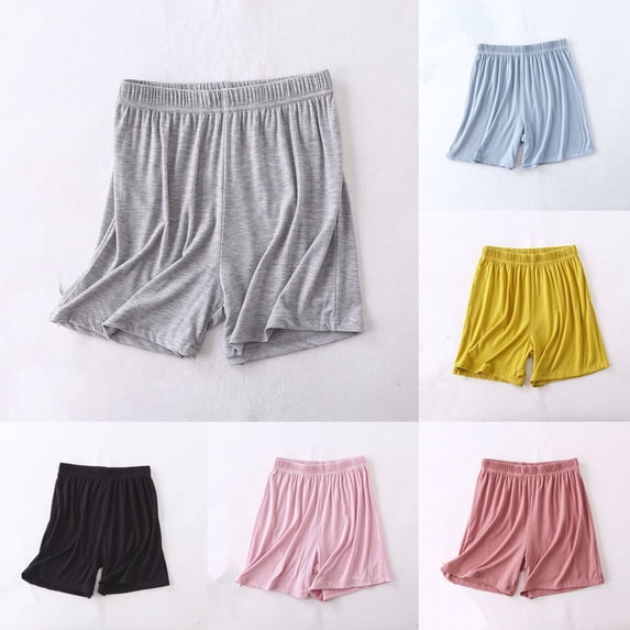 UVEASISHA Women Casual Shorts Elastic Waist Ribbed Knit Shorts Loose Fit Summer Lounge Shorts Lightweight Comfy Sleep Shorts Red XXL