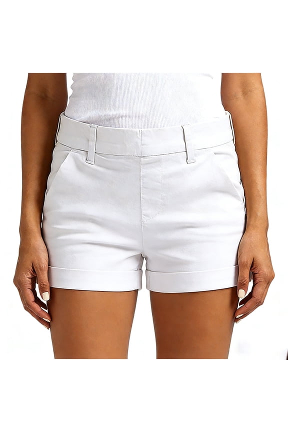 UVEASISHA Women Cuffed Casual Shorts High Waisted Slim Fit Chino Shorts straight leg hiking shorts fashion y2k going out short pants with Pockets White L
