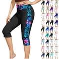 thumbnail image 1 of UVEASISHA Women Sun Protection Capri Leggings High Waisted Tummy Control Swimsuit Pants Beach Bathing Swim Rash Guard Bottoms Multicolor S,M,L,XL,XXL, 1 of 6