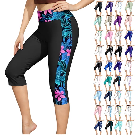 UVEASISHA Women Sun Protection Capri Leggings High Waisted Tummy Control Swimsuit Pants Beach Bathing Swim Rash Guard Bottoms Multicolor S,M,L,XL,XXL