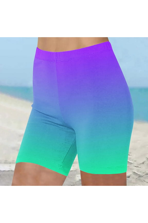 UVEASISHA Women Workout Shorts High Waisted Gradient Bike Shorts Comfy Soft Summer Outdoor Running Shorts Trendy Going Out Shorts Mint Green L