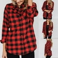 thumbnail image 1 of UVEASISHA Women's Casual Shacket Jacket Fall Lightweight Vintage Plaid Shirt Jackets Rolled Long Sleeve Button Down Thin Coats Fashion Clothes,Red,S, 1 of 6