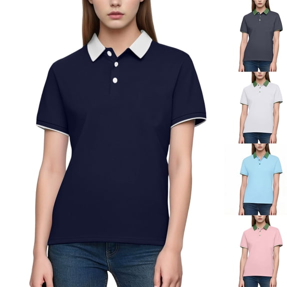 UVEASISHA Women's Color Block Golf Polos Shirts Quick-Dry Moisture-Wicking T Shirts Breathable Summer Workout Tennis Sports Polos Gray XL