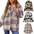 thumbnail image 1 of UVEASISHA Women's Flannel Plaid Shacket Long Sleeve Button Down Shirts Jacket Lightweight Casual Fall Coats Loose Trendy Cardigan Jackets with Pockets Sales Today,Gray,S, 1 of 4