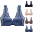 thumbnail image 1 of UVEASISHA Women's Front Closure Wireless Bra V Neck Seamless Everyday Bralette Floral Lace Trim Beauty Back Comfort Lounge Underwearr Coffee 36, 1 of 7