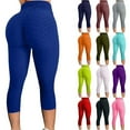 thumbnail image 1 of UVEASISHA Women's High Waisted Capri Leggings Honeycomb Textured Butt Lifting Stretchy Yoga Capris Summer Running Workout Bottoms Orange M, 1 of 5