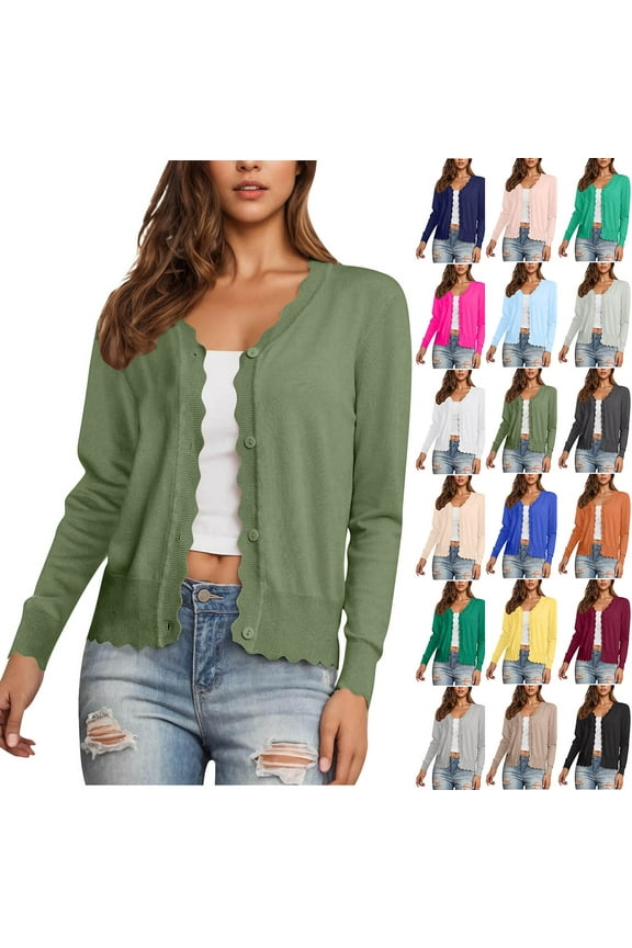 UVEASISHA Women's Lightweight Button Down Cardigan Long Sleeve Casual V Neck Soft Knit Cardigans Sweater Tops Light Blue M