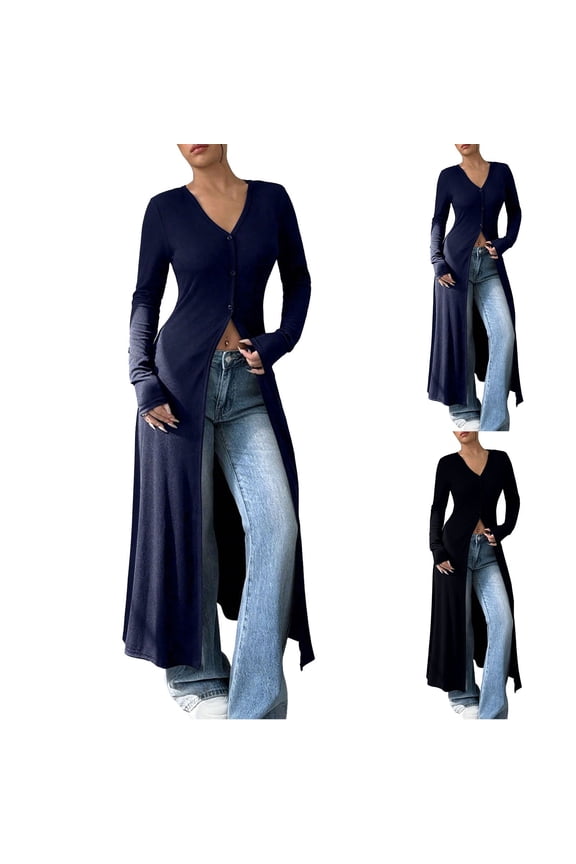 UVEASISHA Women's Long Duster Cardigan Open Front Maxi Length Lightweight Sweater Casual Fall Outerwear Slim Fit Thin Coats Black XL