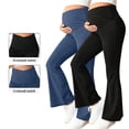 thumbnail image 1 of UVEASISHA Women’s Maternity Flare Jeans Crossover Waist Stretch Denim Pants Butt Lifting Pregnancy Bell Bottom Jeans Blue L, 1 of 6