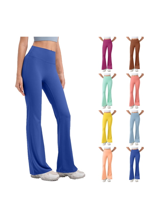 UVEASISHA Women's Mini Flared Yoga Pants High Waisted Bootcut Workout Leggings Tummy Control Buttery Soft Lounge Athletic Fitness Pants Full Length Orange S