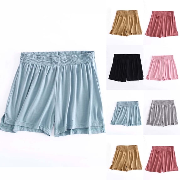 UVEASISHA Women's Modal Lounge Shorts Elastic Waist Side Slit Thin Shorts Breathable Loose Fit Lounge Shorts Cool Soft Comfy Sleepwear Shorts Pink XL