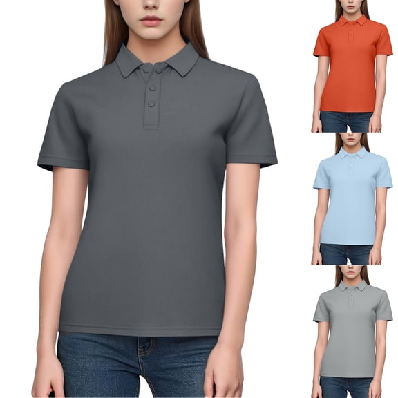 UVEASISHA Women's Sports Polos Shirts Cool Performance Tennis Polos Quick Dry Active Tops Lightweight Short Sleeve Golf Polos Gray M