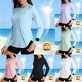 thumbnail image 1 of UVEASISHA Women's UPF 50+ Long Sleeve Shirts Quick Dry Rash Guard High-Low Hem Lightweight Workout Tops UV Protection Summer Outdoor Clothing Mint Green S, 1 of 7
